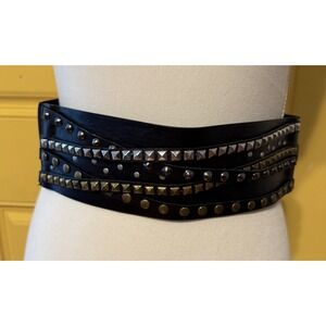 Buckle Black Studded Belt 29" Long 3" Wide